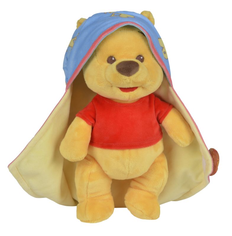 Winnie pooh soft toy blanket blue orange leaf hunny 